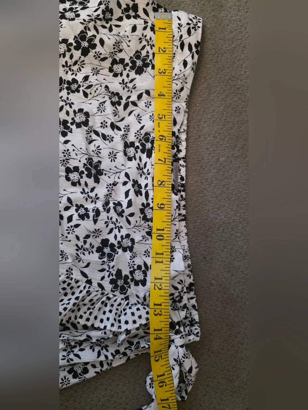 Maurices Black and White Asymmetrical Floral Ruffle Skirt